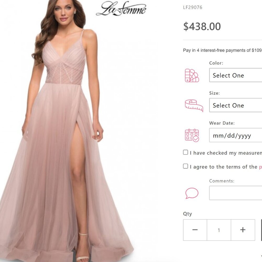 La femme A line Illusion gown Size 00 - with pockets